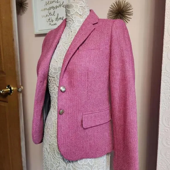 NWOT J Crew pink tweed blazer jacket adorable 0 - Picture 2 of 9